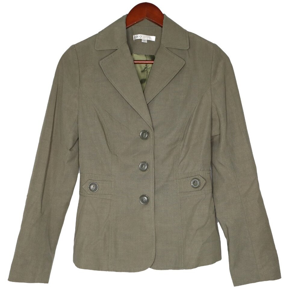 Cleo Tailored Blazer Jacket Green Casual Single Breasted Lined Peak Lapel - Picture 10 of 10